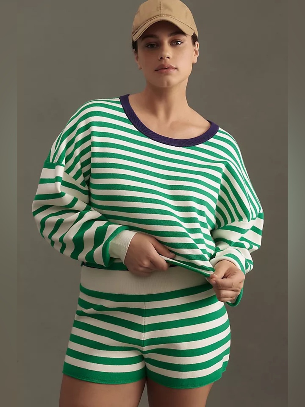 Anthropologie Daily Practice Pattern Knitted Long Sleeve Sweatshirt Stripes XL